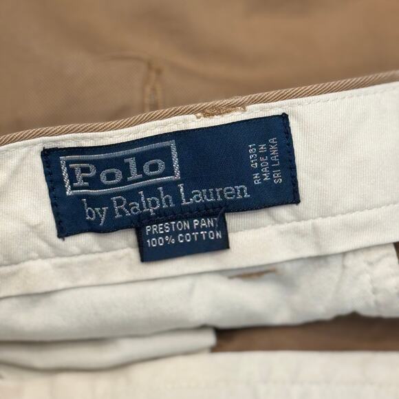 Polo Ralph Lauren Preston Pants Mens 34x30 Khaki Cotton Chino Straight Preppy - Picture 16 of 16